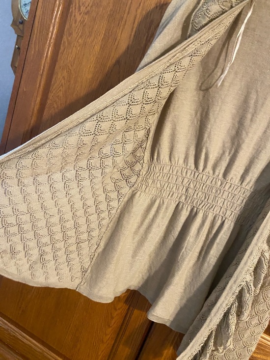 Covington Taupe Ruffle-Front Open Cardigan - Picture 4 of 7